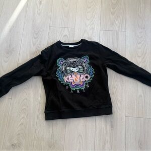 Kenzo Kids Black Sweatshirt with Colorful Tiger Design